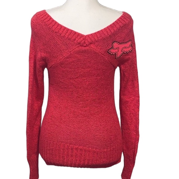 Fox Sweaters - FOX RIDERS: Women’s Logo V Neckline Sweater - Size XS